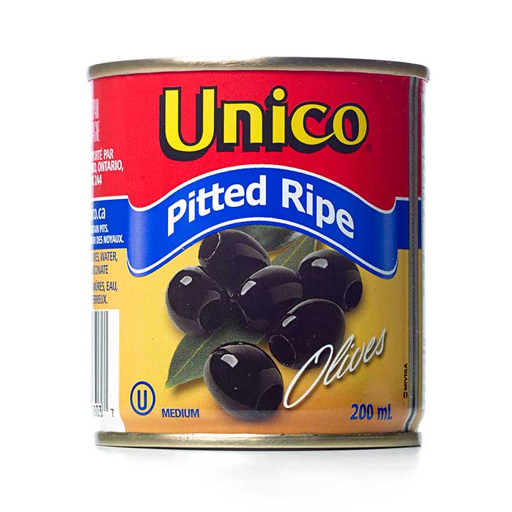 Unico Canned Olives Pitted Ripe Black