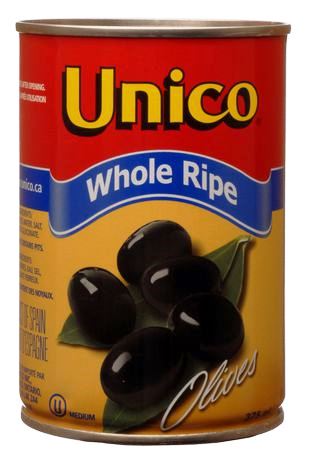 Unico Canned Olives Ripe Black Whole