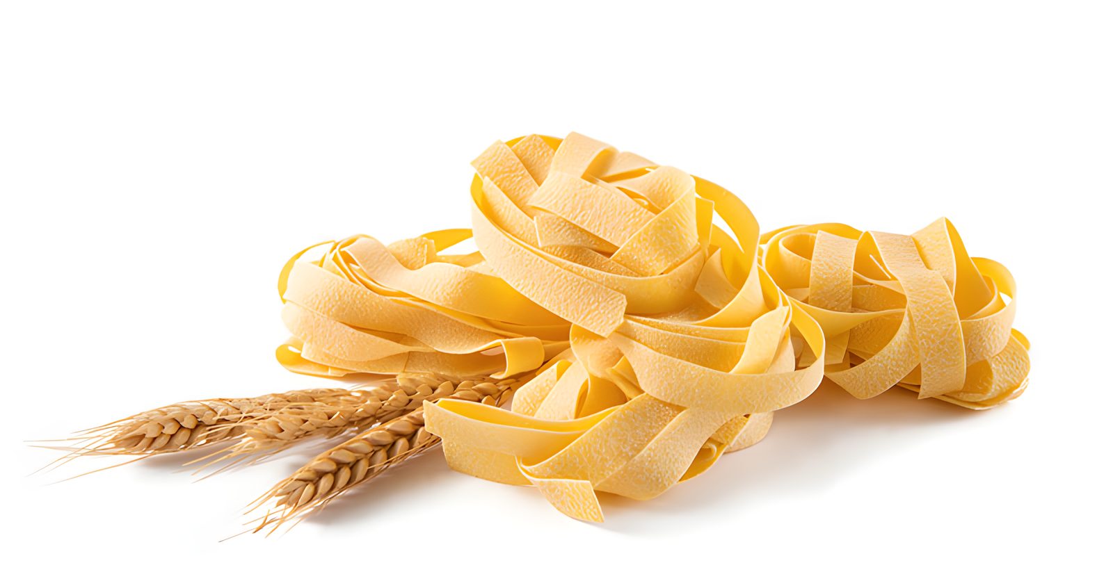 Nests of egg pasta with wheat