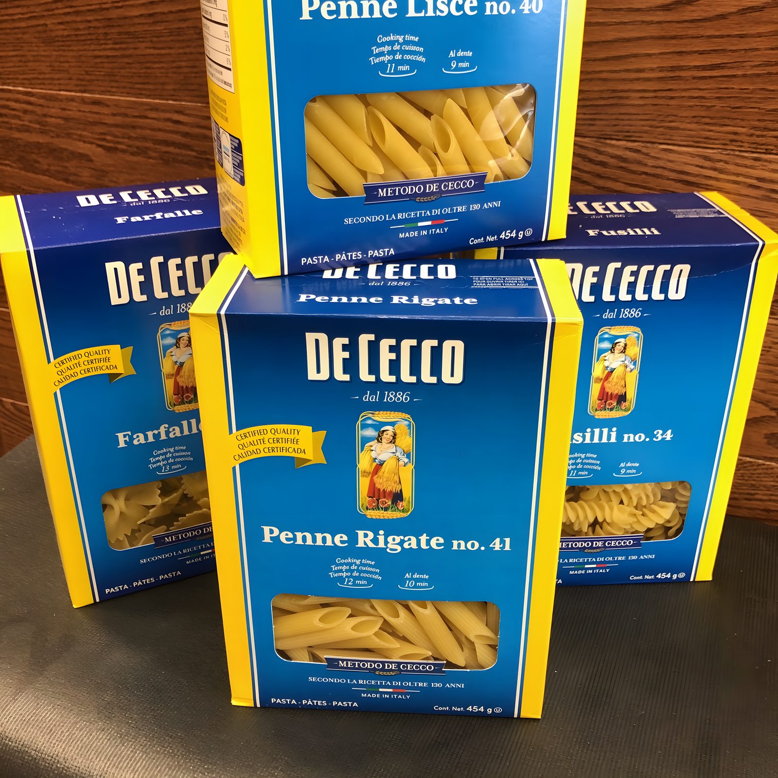 Boxes of De Cecco pasta