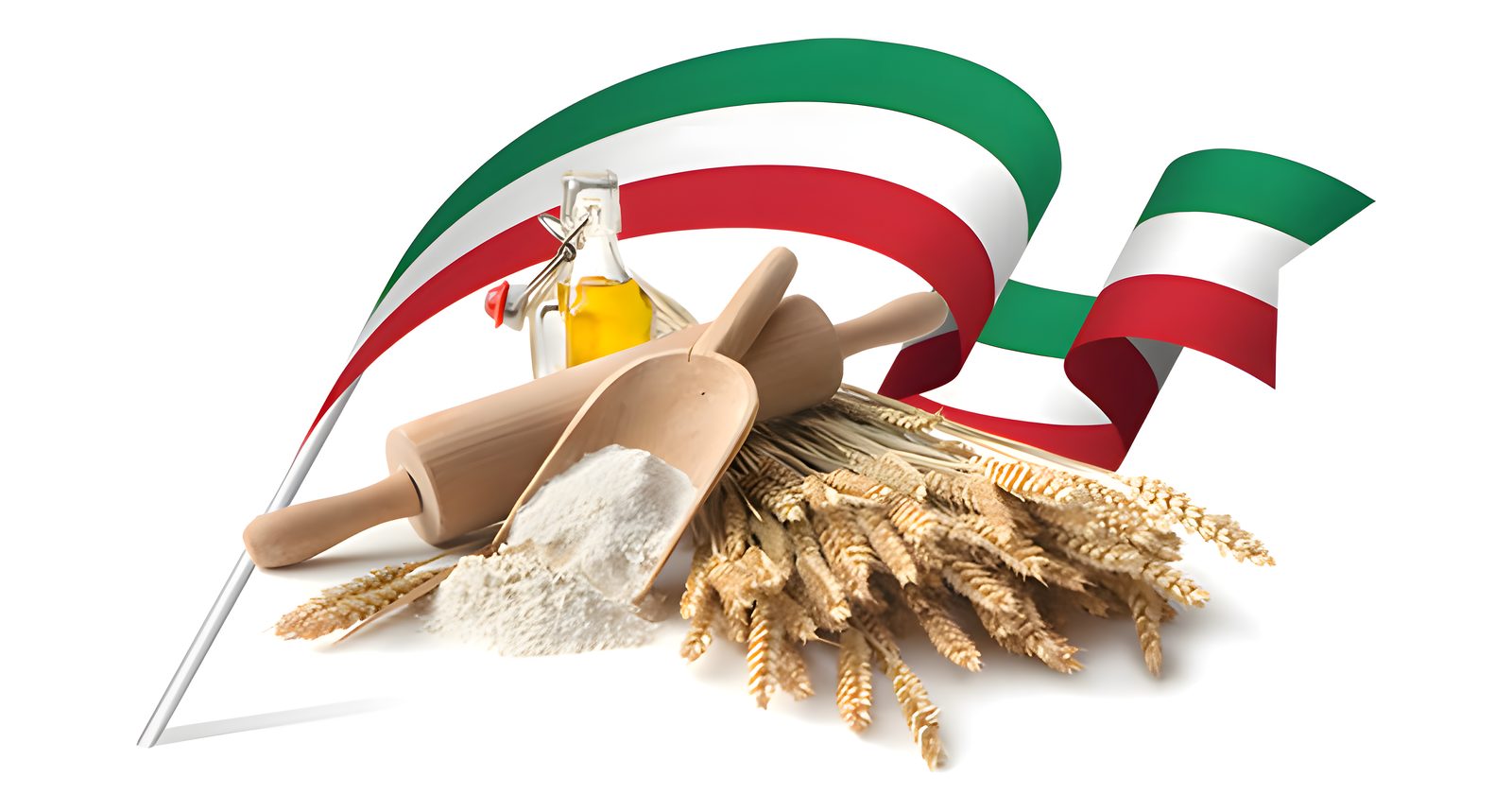 The La Ida Foods tricolore banner with wheat and flour