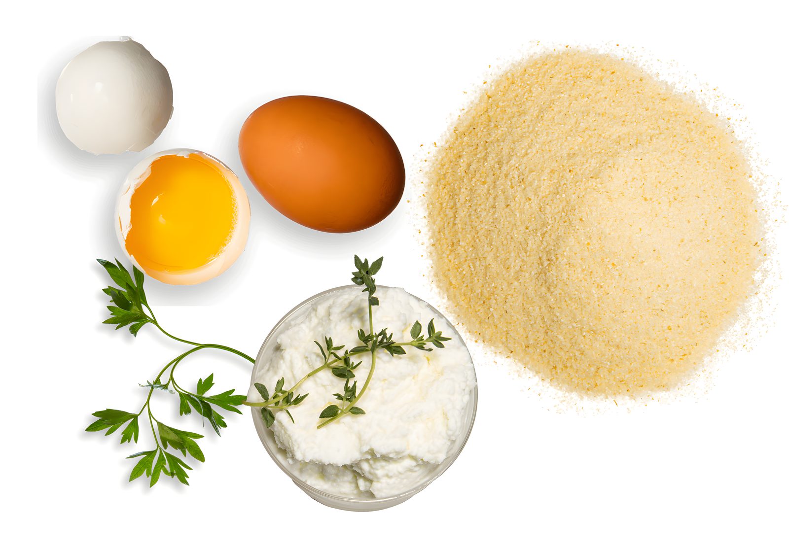 Eggs, ricotta and semolina, the ingredients of fresh pasta